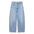 thumbnail image 2 of Vintage Wash Straight Loose Fit Trousers Mid Rise Non-Stretch Denim Pants, 2 of 9