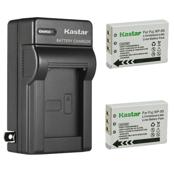 Kastar 2-Pack Battery and AC Wall Charger Replacement for Fujifilm NP-95 NP95 FNP-95 FNP95 Battery, Fujifilm BC-65N Charger, Fujifilm FinePix X100S, FinePix X100LE, FinePix X100T Cameras