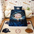 thumbnail image 4 of Erosebridal Blue Drip Sprinkle Baseball Twin Sheet Sets, Sport Bedding for Boys and Girls, 3pcs, 1 Flat Sheet, 1 Fitted Sheet and 1 Pillowcase, 4 of 6