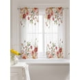 thumbnail image 3 of Pink Floral Tier Curtains 45 Inch Length,Sheer Curtains for Bedroom Living Room Window Spring Pastoral Botanical Wildflowers Leaves Small Half Window Kitchen Curtains & Drapes 27.5"x45" 2 Panels, 3 of 6