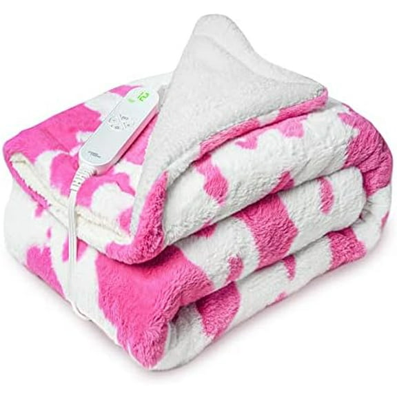 Weighted Electric Heated Blanket 36" x 48" Warming Blanket with 12 Heating Levels, Glass Beads - M3648(Pink)