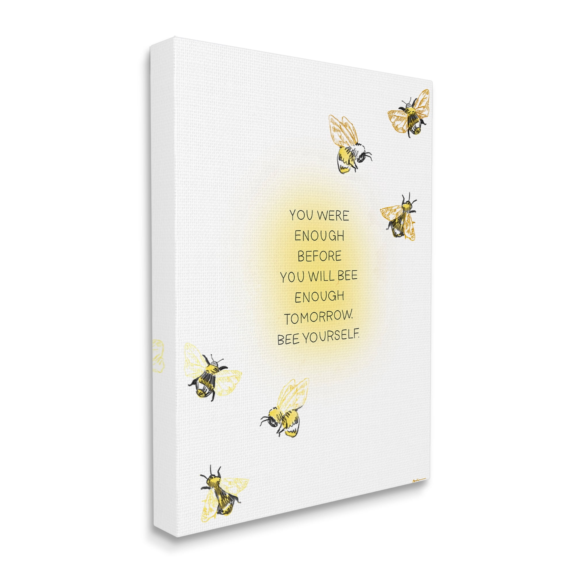 Stupell Industries Bee Yourself Phrase Animals & Insects Painting Gallery Wrapped Canvas Art Print Wall Art, 24 x 30