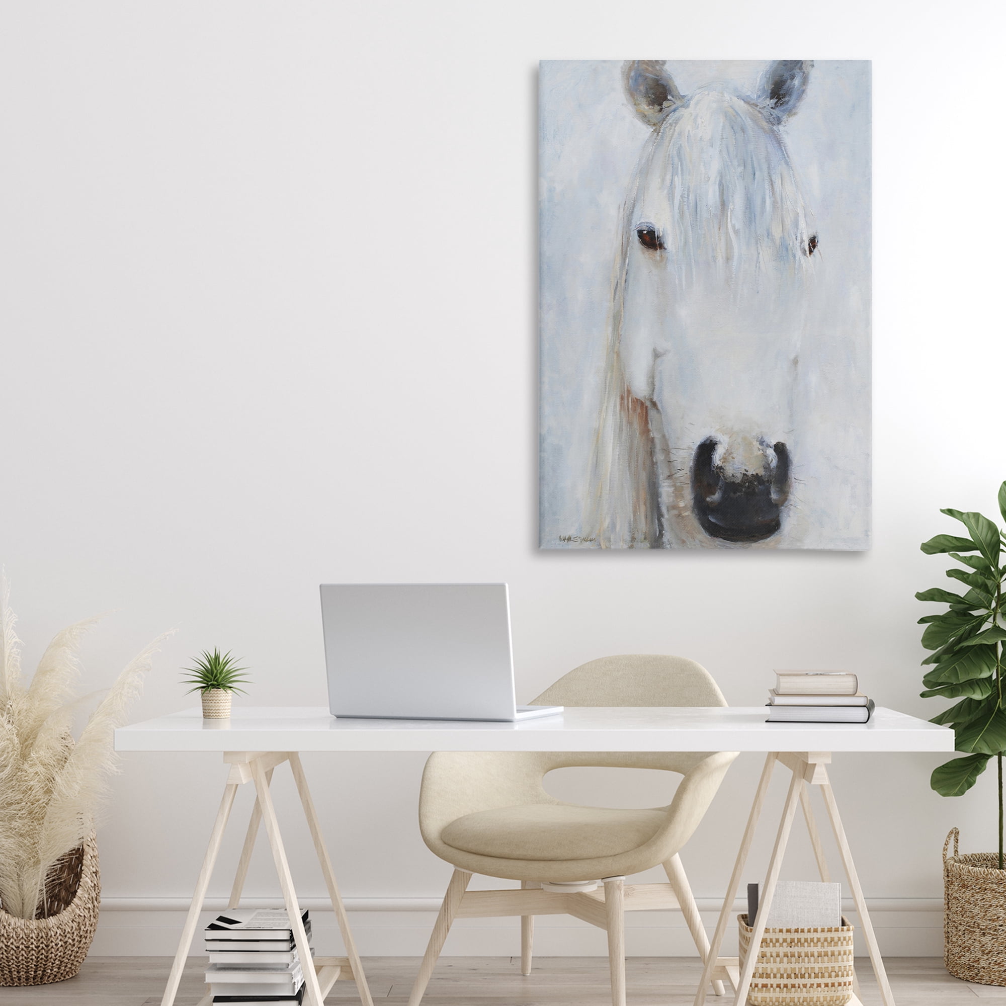 Stupell Industries Pure White Horse Portrait Canvas Wall Art, design by Jadei Graphics