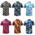 thumbnail image 6 of HAOYUNL Mens Hawaiian Shirt Flower Shirts Button Shirts Print Shirt Linen Casual Summer Clothes S-2XL, 6 of 8