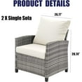 thumbnail image 3 of FHFO 2-Piece Outdoor Patio Sofa Set - All-Weather Wicker Single Armrest Chairs with Cushions, Grey-beige for Porch,Garden, 3 of 6