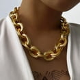 thumbnail image 2 of Chunky Choker Necklace Gold Cuban Link Chain Double O Link Necklaces Punk Hip-Hop Jewelry For Women[o1267], 2 of 2
