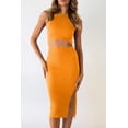 thumbnail image 3 of Vestido PRETTYGARDEN de Verano Midi Ajustado con Corte en Amarillo Talla M, 3 of 5