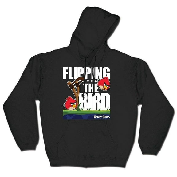 Angry Birds Flipping the Bird Men's Pullover Hoodie Sweatshirt, Large