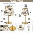 thumbnail image 2 of Cone Desk Lamp Antique Bronze Base & Linen Shade Bedside Table Lamp for Bedroom Living Room, Office, Dorm Lily Motifs Pattern Medium, 2 of 8