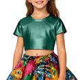 thumbnail image 4 of KKBOTIVE Sequin Crop Tees for Toddler Girls Fashion Sparkle Shimmer Tshirts Casual Glitter Short Sleeve Shirts for Kids Summer Dance Clothes ( Green Size: 3-4 Years ), 4 of 4