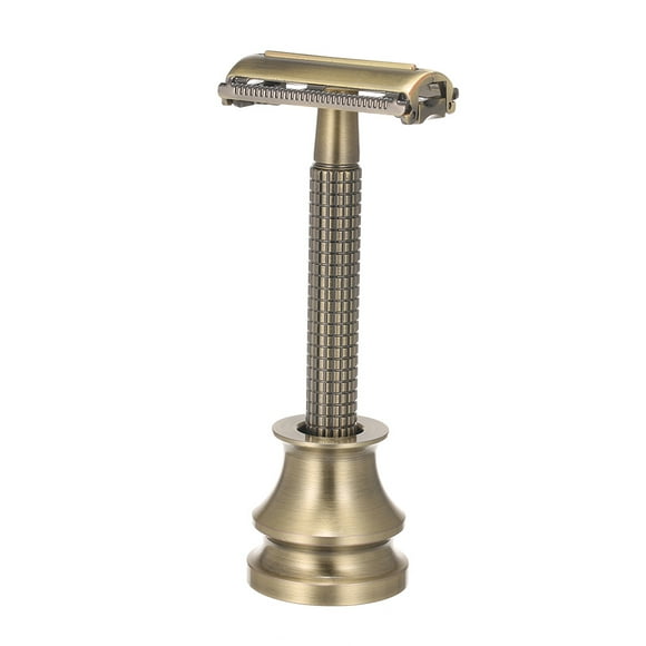 Double-edged Safety Razor with Long Handle & Razor Holder Butterfly Open Razor Shaving Razor for Men