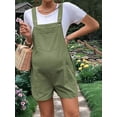 thumbnail image 2 of Women'S Summer Casual Bib Short Overalls Loose Linen Jumpsuit Beach Outfits Travel Vacation Clothes Green L, 2 of 6