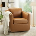 thumbnail image 3 of Swivel Accent Chair - 360° Rotation with Pillow, No-Sag Foam Cushion & Sturdy Metal Base, Fully Assembled for Living Room, Bedroom and Office, Brown, 3 of 16