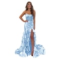 thumbnail image 1 of Vestido formal de fiesta Mollyevers 2025 de satén azul claro con diseño de sirena, 1 of 7
