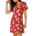thumbnail image 2 of Logiee Rose Flowers Print Nightgowns for Women,Soft Short-Sleeved Lightweight Sleepwear, Loose Sleepshirts, 2 of 6