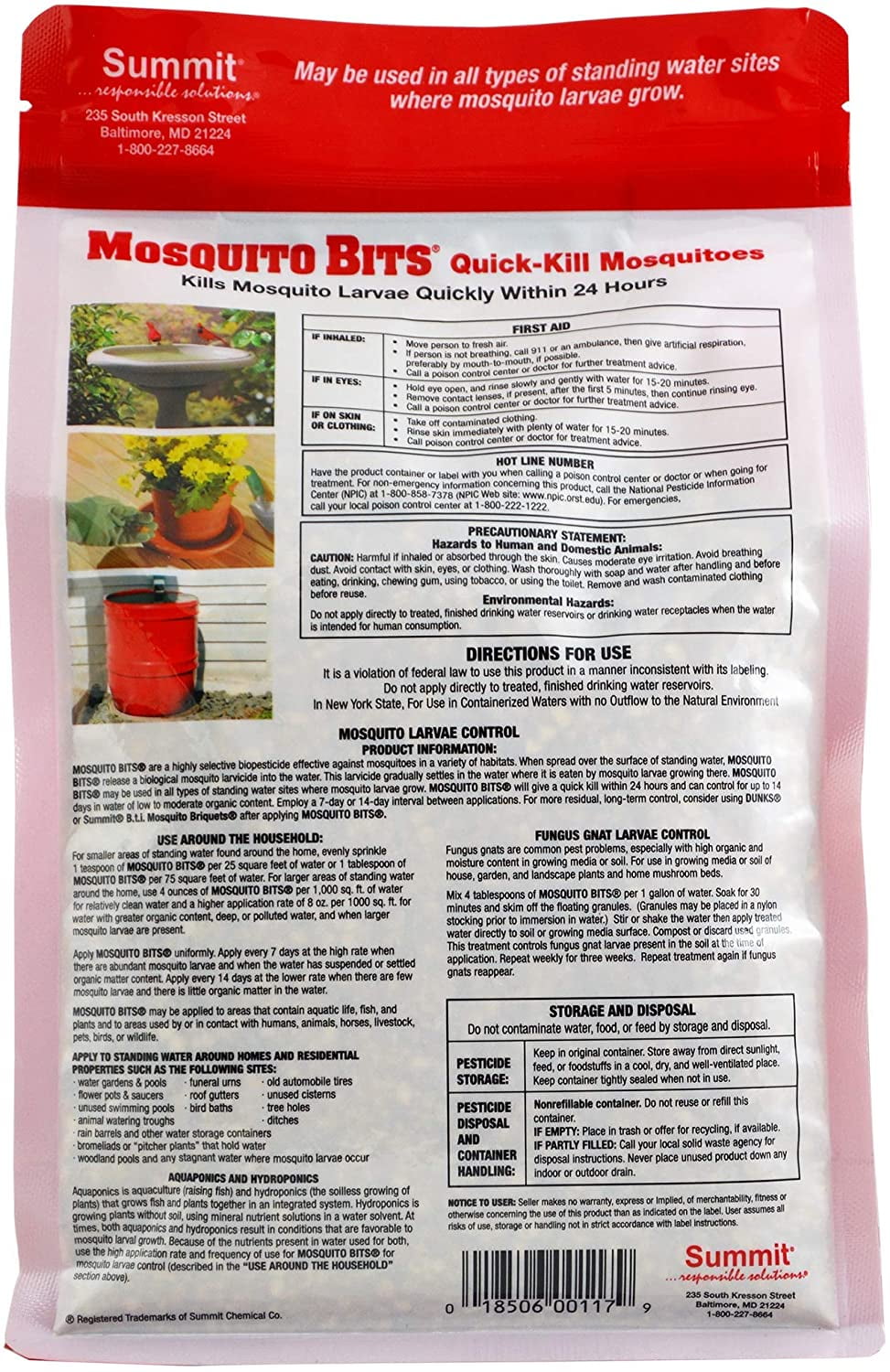 Summit Mosquito Bits Quick-Kill Mosquito, Kills Mosquitoe Larvae, 30 oz.