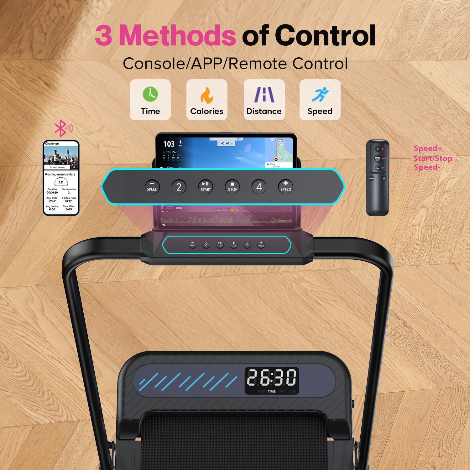 YZRUN Walking Pad with Handle Bar, Under Desk Treadmills for Home, 320 LBS Capacity
