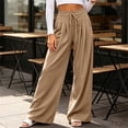 thumbnail image 3 of Byworldtasic Women's Flowy Pleated Trousers Elastic Waist Loose Fit Palazzo Business Casual Lounge Pants with Pockets, 3 of 7