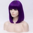 thumbnail image 3 of Unique Bargains Wigs for Women 14" Purple Bob Wig with Wig Cap Straight Hair, 3 of 6