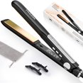 thumbnail image 1 of Plancha de pelo profesional Faszin, placa de titanio iónico de 1,18 pulgadas, calentamiento rápido en 20 segundos con pantalla LED transparente, herramienta de peinado 2 en 1 para alisar y rizar el ca, 1 of 5