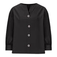 thumbnail image 4 of Yigetop Work Blouses for Women, Womens Fall Fashion 2025 Button V Neck Blouse Long Sleeve Casual Blouses Loose Fit Shirt Tops Womens Long Sleeve Shirts Black 2XL, 4 of 6
