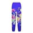 thumbnail image 4 of CLOISE Jogger Sweatpants Women Baggy Joggers Cozy Pull on Tall Elastic Bottom Pants Purple Active Elastic Waist Drawstring Print Sweatpants with Pockets Fashion Fall Long Sweatpants L, 4 of 5