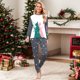 thumbnail image 2 of Moonsky Wicked Christmas Family Pajamas Matching Set Wicked Print Long Sleeve Tops and Plaid Pants Sleepwear Soft(S#Women), 2 of 5