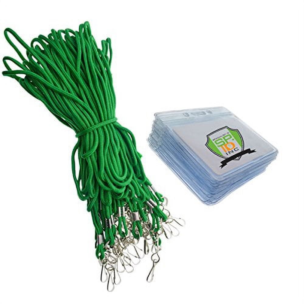 25 Pack of Premium Name Tag Badge Holders with Lanyards (Horizontal) by Specialist ID (Green)