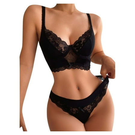 

adviicd Underwear Women Pack Strappy Lingerie for Women Crisscross Bra Set Matching Bra and Panty Sets Black X-Large