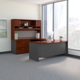 thumbnail image 2 of Bush Hansen Cherry 72W x 36D Bowfront Desk in LH U-Station w Hutch and Lat File SRC005HCLSU, 2 of 8
