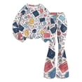 thumbnail image 5 of Grblisyd Back to School Outfits for Girls 2PCS Crew Neck Long Sleeve Top & Flare Pants withCute Stationery Print Casual Girl Clothes, 5 of 7