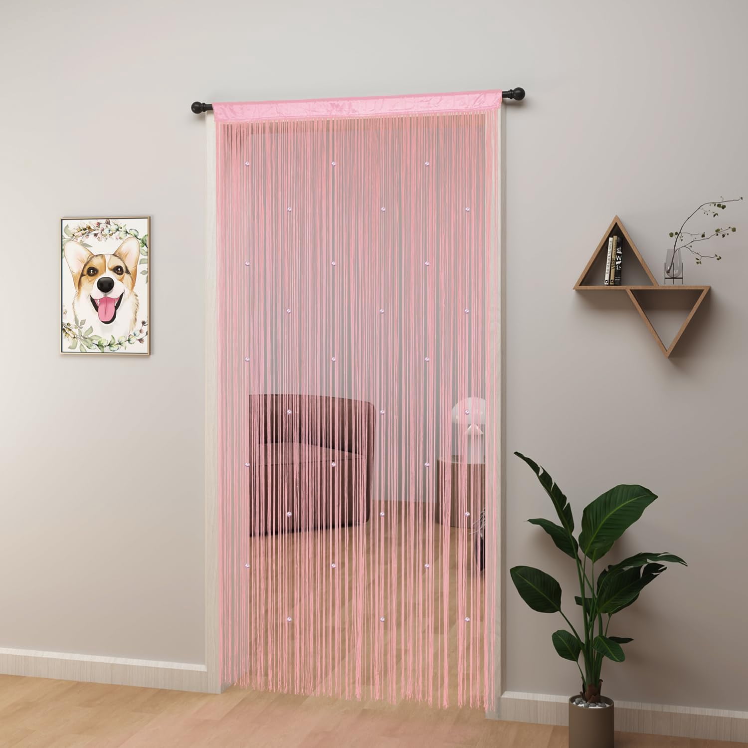 UniVerse Beaded Curtain Beaded Curtains for Doorways Crystals Suitable for Interior Decoration and Partitions Hippy Closet Curtains (Pink, 39"x79")