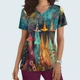 thumbnail image 2 of SwiftWear Halloween Witch Print Scrubs Tops for Women Nursing Scrubs Work Uniform V Neck Short Sleeve Nurse Scrub with Pockets L, 2 of 5