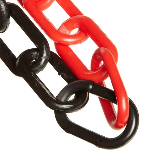 2 Inch x 100 Feet Black/Red Heavy Duty Plastic Safety Chain