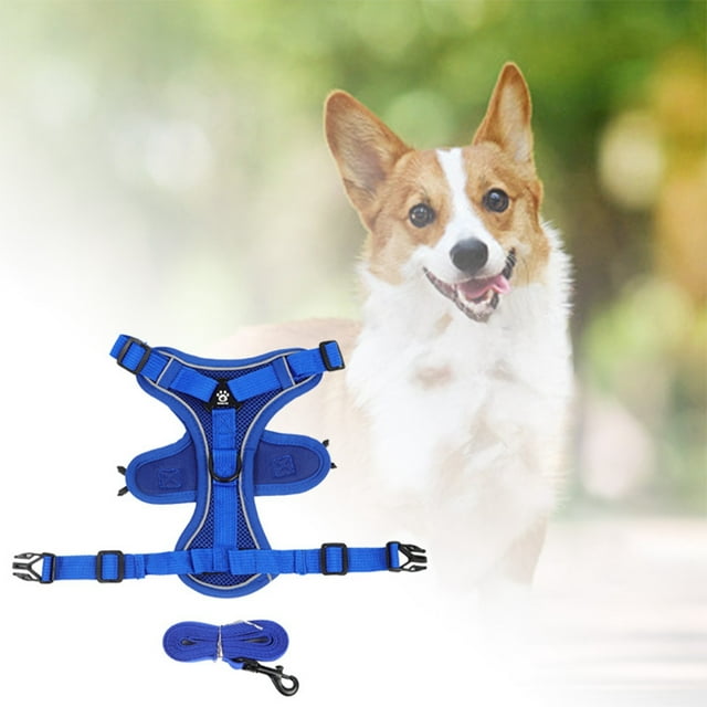 Adjustable Pet Leash for Dogs and Cats Breathable Mesh Harness Vest with Reflective Strips for Enhanced Control During Indoor and Outdoor Walking Training