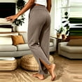 thumbnail image 6 of YYDGH Women's Wide Waistband Side Slit Straight Leg Pants with Pockets Soft Knit Fabric Casual Trousers For Yoga Lounge Daily Workout Wear, 6 of 7