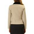 thumbnail image 3 of INSPIRE CHIC Women's Contrast Turn Down Collar Pocket Single Breasted Winter Peacoat XS Camel, 3 of 6