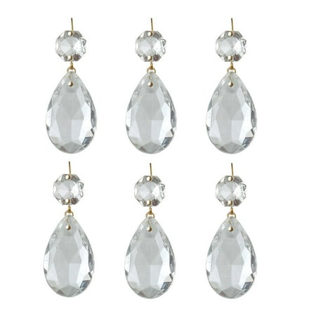 - 6 Prisms Clear Glass Chandelier Bobeche Pendant 1.5