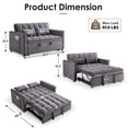 thumbnail image 3 of Vinform 54" 3 in 1 Convertible Sleeper Sofa Bed, Pull Out Loveseat Couch with Storage Pocket, Dark Gray, 3 of 6