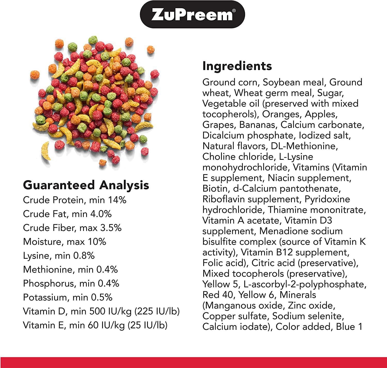 Zupreem FruitBlend Flavor Food For Parrots & Conures
