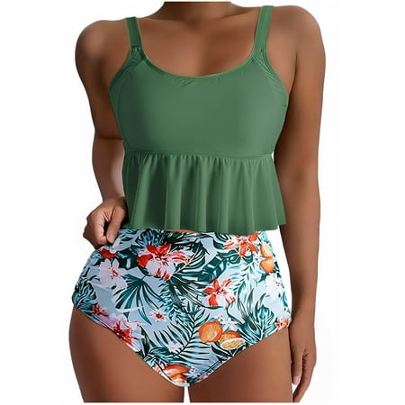 Zuesphe Plus Size Swimsuit for Women Sexy Ladies Bathing Suits One Piece Tummy Control Swimwear for Women Tummy Control 2 Piece Beachwear Women 2025 Cheeky High Cut Cute Ribbed Clearance Sales