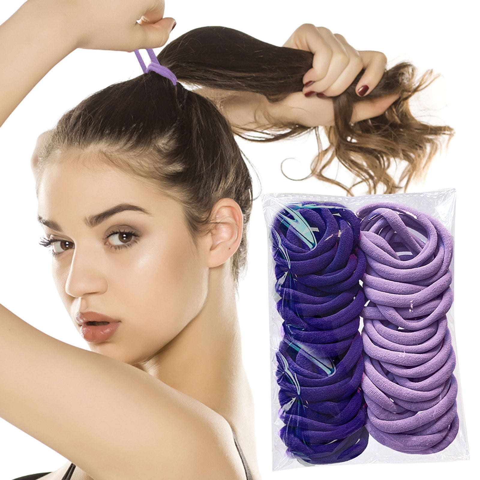 50-pack Canned High Flexibility Hair Ties for Girls