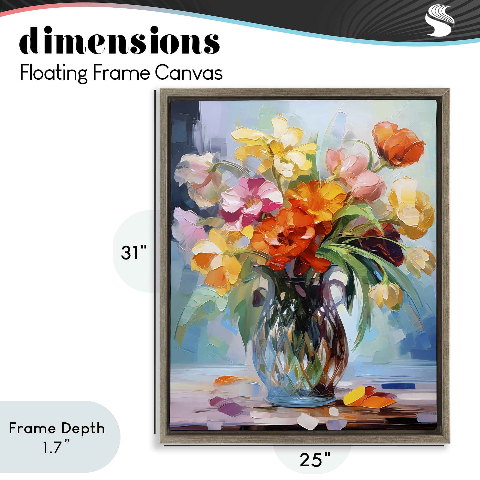 Stupell Industries Dreamy Bouquet of Vibrant Blooms Brown Framed Floater Canvas Wall Art, design by Creative Studio