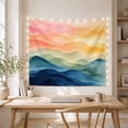 thumbnail image 5 of Rainbow Mountain Ridges Across a Layered Horizon, Serene Watercolor for Nature Lovers, Abstract Landscape Art, Housewarming Gift, Tapestry Wall Hanging for Bedroom and Studio, 5 of 7
