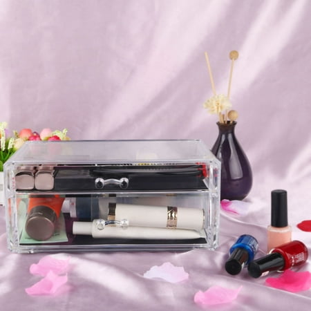 Unique Bargains Large Clear Acrylic Makeup Organizer Cosmetic Jewelry Display Box Storage Drawers Holder