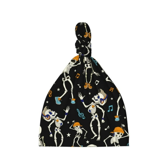 Balery Dancing Skeleton Party Pattern Baby Beanie, Knotted Baby Hat, Infant Hat, Newborn Beanie, Adjustable Beanie, Baby Cap, Newborn Headwear