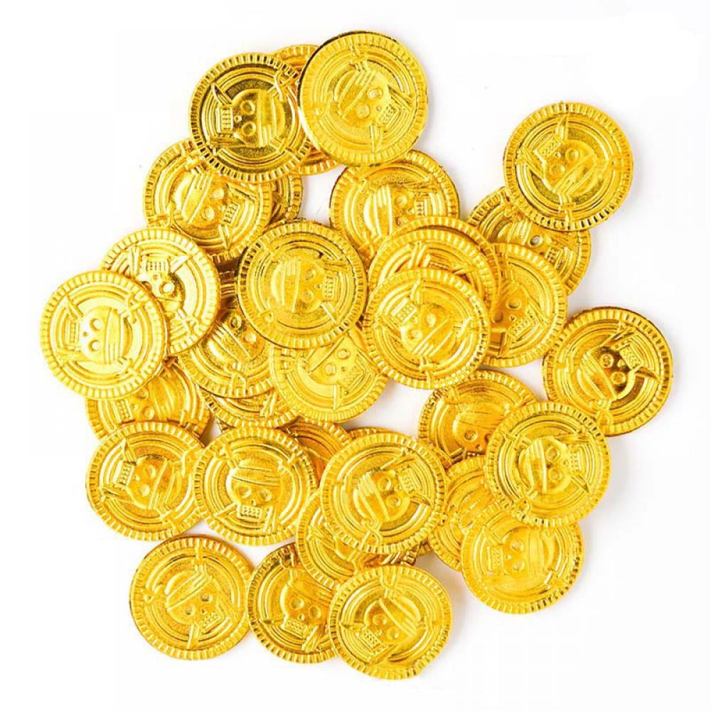 10PCS Plastic Pirate Gold Play Coins Birthday Party Favors Treasure Coin LP 