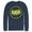 Navy Blue, variant on Men's Batman Logo Cute Cartoon Long Sleeve Shirt Navy Blue Small