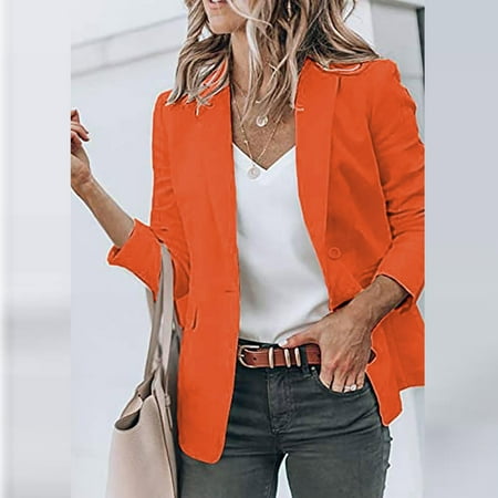 

Leesechin Womens Blazer Thin Button Long Sleeve Tops Blouse Shirt Plus Size Models Solid Small Suit Top on Clearance