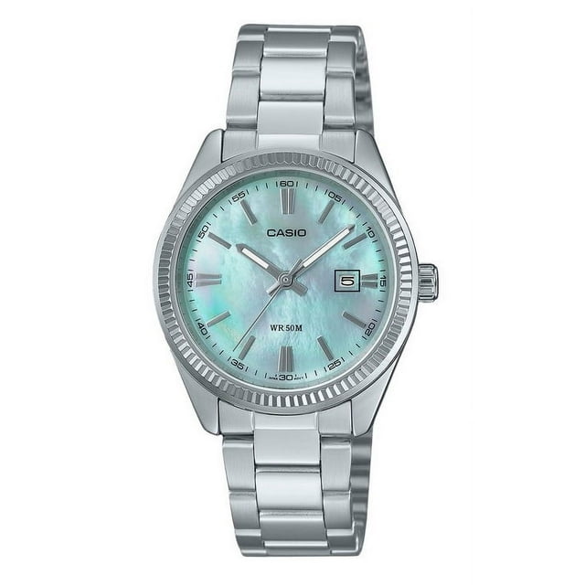 Casio Standard Montre pour Femme Analogique en Acier Inoxydable, Cadran en Nacre, Quartz LTP-1302DS-2AV
